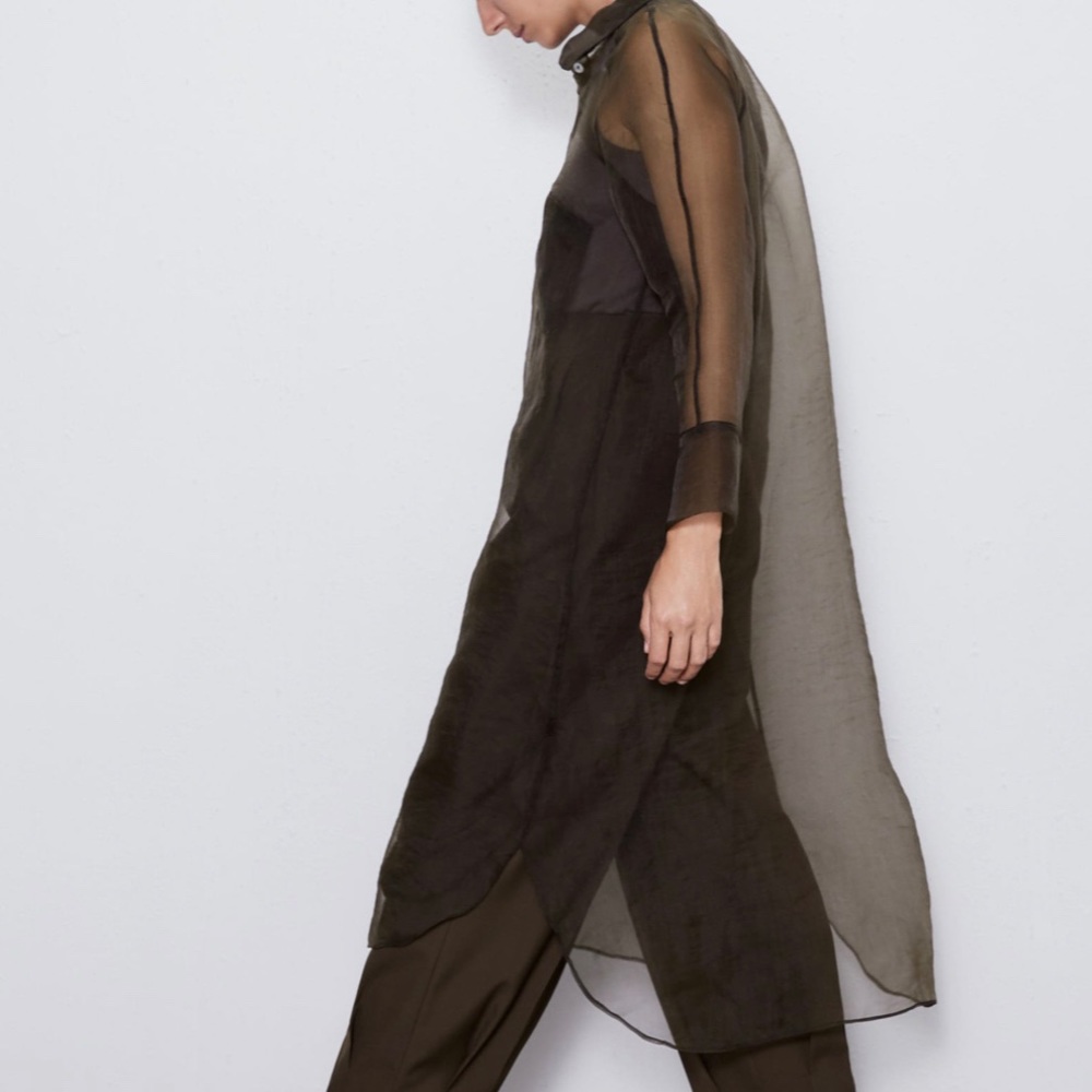 ZARA Long Organza Shirt - Picture 10 of 11